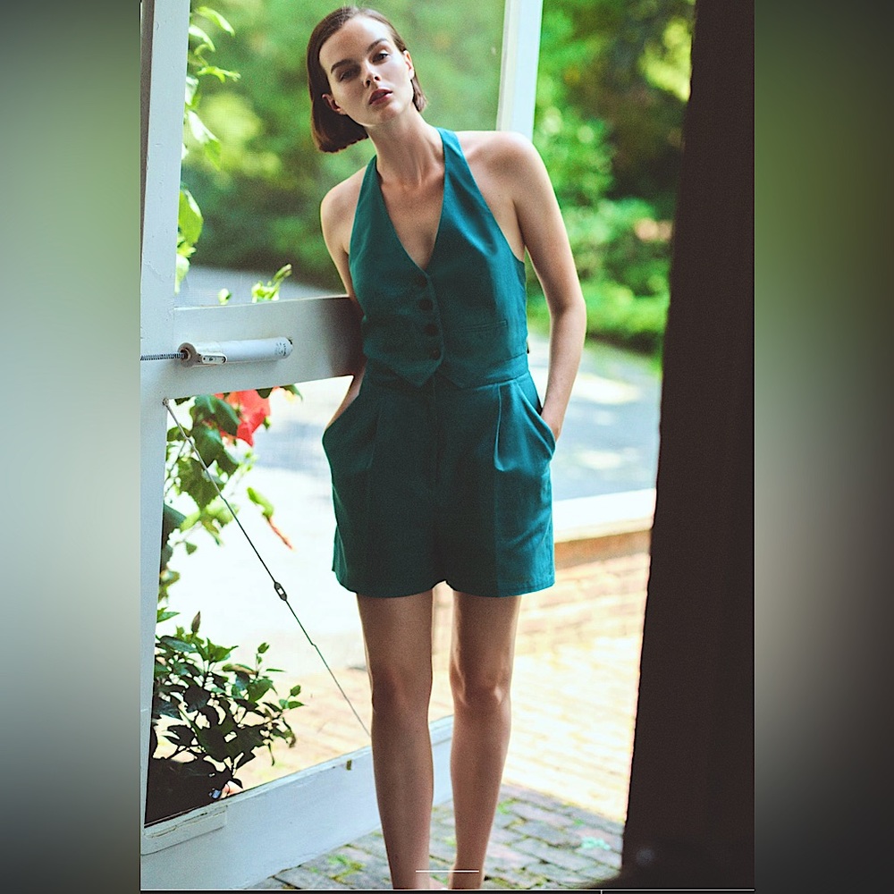 Zara Teal Halter Romper